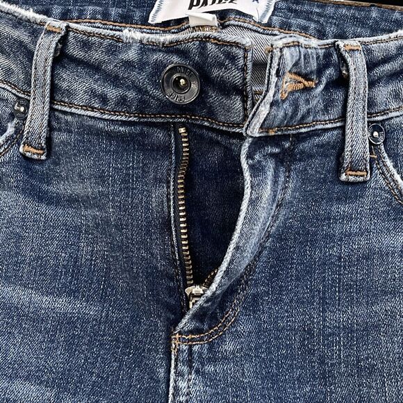 Paige SZ 27 Verdugo Crop Jeans Low-Rise Stretch 5-Pocket Whiskered Zip-Fly Blue - Picture 9 of 12